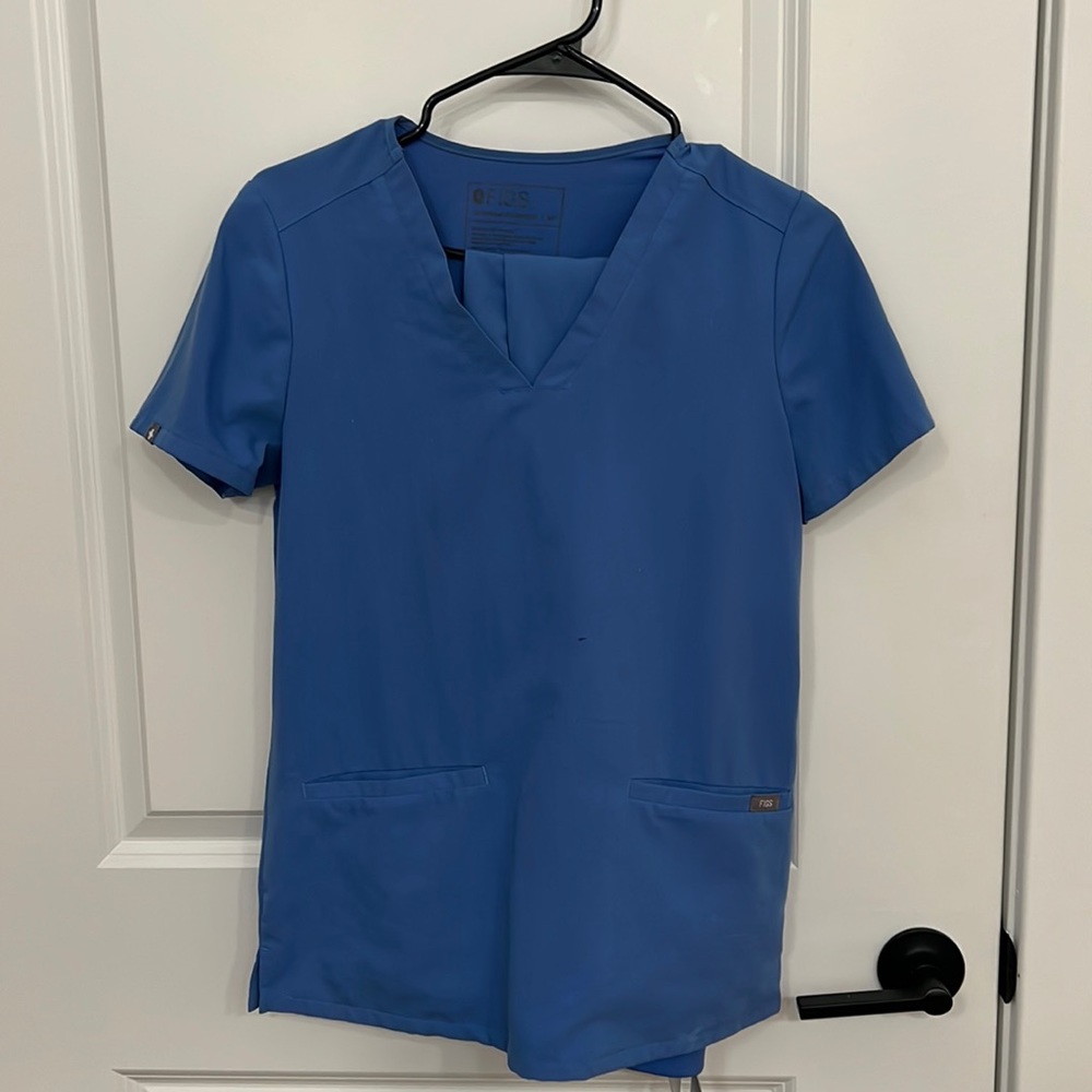 Light Blue Fig Scrubs. Top & bottoms.